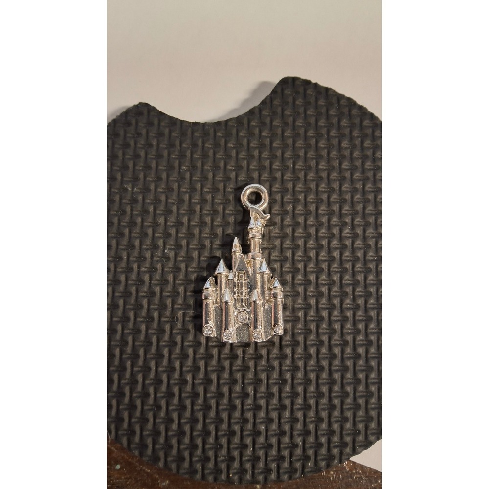 Disney Cinderella Castle Silver Tone Rhinestone Charm Pendant FAC-064599-19260